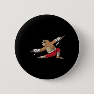 Badge Rond 5 Cm Paresseux de Muay Thai au kickboxing comme coup de