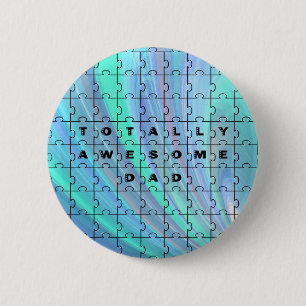 Badge Rond 5 Cm Parfait Puzzle de papa bleu