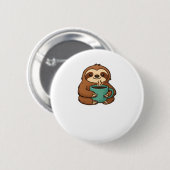 Badge Rond 5 Cm Parfum mignonne avec tasse de café - Animal confor (Devant & derrière)