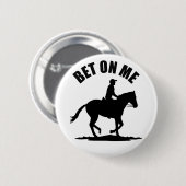 Badge Rond 5 Cm Pari Sur Moi - Course À Cheval (Devant & derrière)