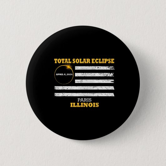 Badge Rond 5 Cm Paris 2024 Solar Eclipse 2024 040824 Eclipse (Devant)