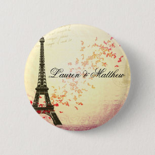 Badge Rond 5 Cm Paris dans l'amour - Tour Eiffel