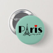 Badge Rond 5 Cm Paris Eiffel Tower Design  (Devant & derrière)