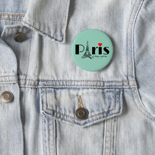 Badge Rond 5 Cm Paris Eiffel Tower Design  (En situation)