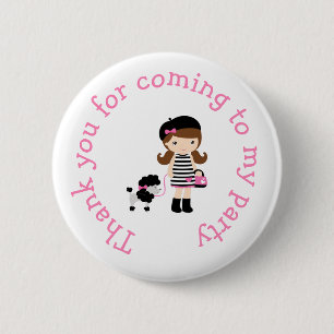 Badge Rond 5 Cm Paris Tour Eiffel Brunette Girl