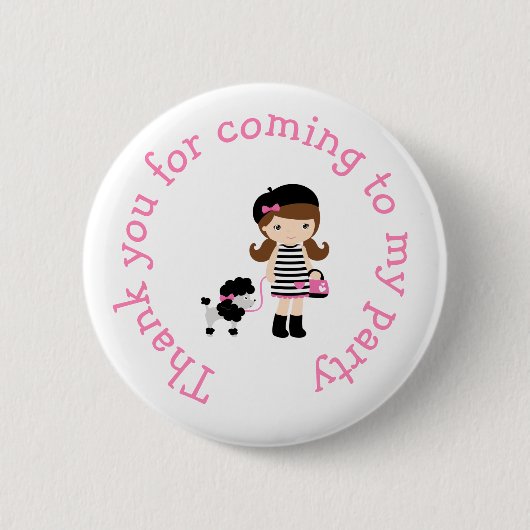 Badge Rond 5 Cm Paris Tour Eiffel Brunette Girl (Devant)