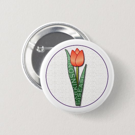 Badge Rond 5 Cm Parkinsons Aide Trouver une tulipe guérite (Devant & derrière)