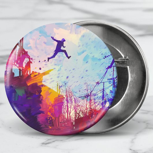 Badge Rond 5 Cm Parkour Urban Free Runling Freestyling Art Moderne