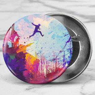 Badge Rond 5 Cm Parkour Urban Free Running Freestyling Art Moderne