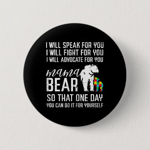 Badge Rond 5 Cm Parler Combat Avocate Maman Ours Maman Sensibilisé