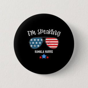 Badge Rond 5 Cm Parler Harris 2020 Aviator Sungles American Flag