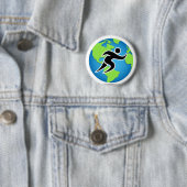 Badge Rond 5 Cm Parleremo Langue Marathon Runner (En situation)