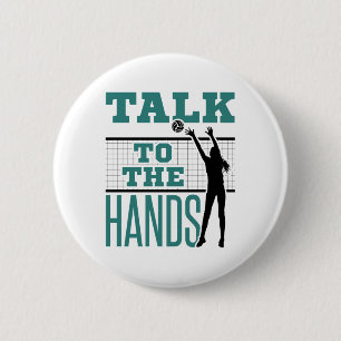 Badge Rond 5 Cm Parlez à Hands Funny Volleyball Middle Blocker