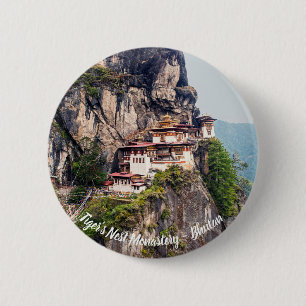 Badge Rond 5 Cm Paro Taktsang : Le monastère du nid de tigre - Bho