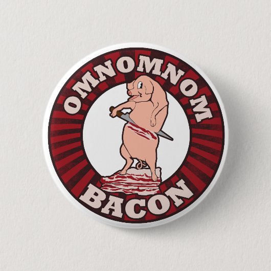 Badge Rond 5 Cm Parodie publicitaire Omnom Bacon (Devant)