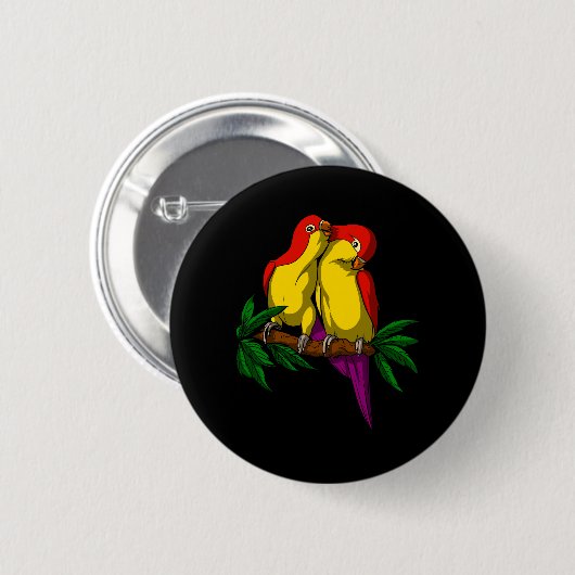 Badge Rond 5 Cm Parrot Bird mignon Couple (Devant & derrière)