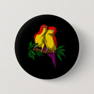Badge Rond 5 Cm Parrot Bird mignon Couple