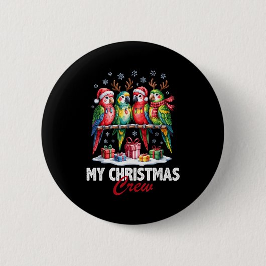 Badge Rond 5 Cm Parrot Christmas Crew Cute Bird Lovers Funny Holid (Devant)