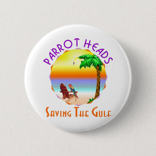 Badge Rond 5 Cm Parrot les têtes sauvant le Golfe de l'huile de B