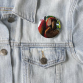 Badge Rond 5 Cm Parrot Macaw Scarlet Manger Toast (En situation)