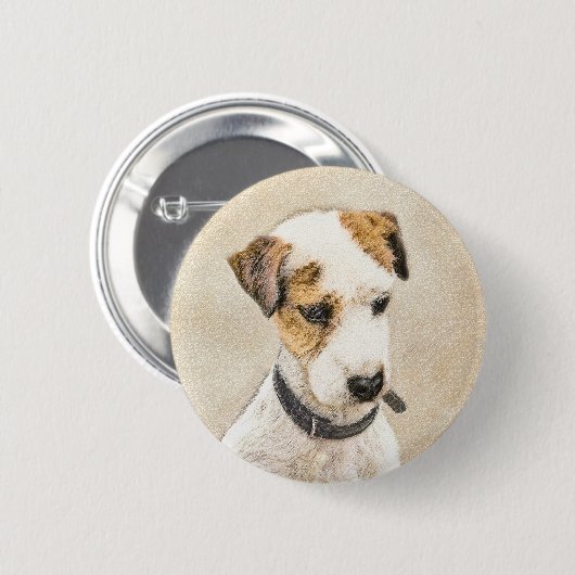 Badge Rond 5 Cm Parson Jack Russell Terrier Peinture - Chien Art (Devant & derrière)