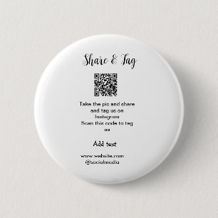 Badge Rond 5 Cm Partager et marquer sur Instagram scan QR ajouter