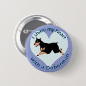 Badge Rond 5 Cm Partagez votre coeur - Doberman (Devant & derrière)
