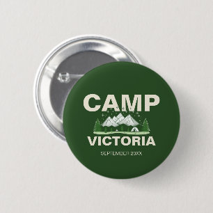 Badge Rond 5 Cm Parti de Bachelorette du camp Vert moderne