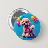 BADGE ROND 5 CM PARTI POODLE (Devant & derrière)