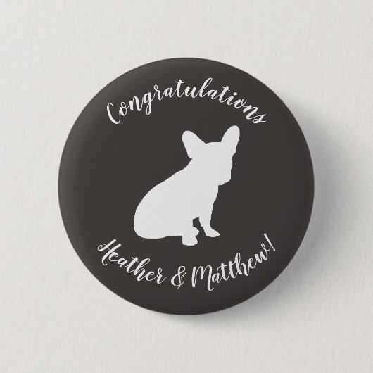 Badge Rond 5 Cm Parti Silhouette de Bulldog (Devant)