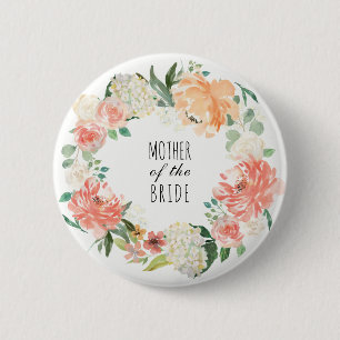 Badge Rond 5 Cm Partie nuptiale florale d'aquarelle