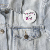 Badge Rond 5 Cm Partie rose et noire de Bachelorette de fleurs (En situation)