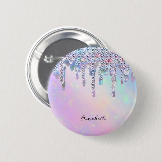 Badge Rond 5 Cm Parties scintillant arc-en-ciel branché Drivers Ho (Devant & derrière)