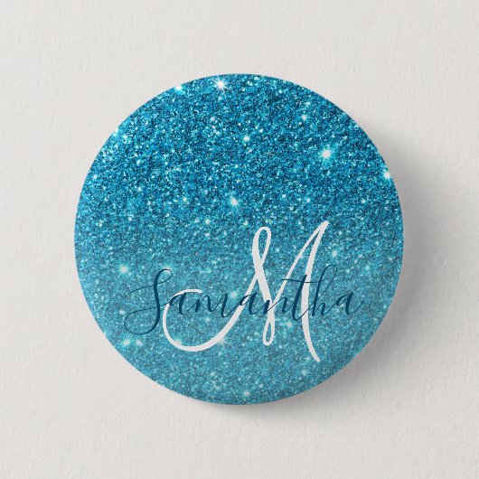 Badge Rond 5 Cm Parties scintillant bleu moderne éclaboussures Nom (Devant)