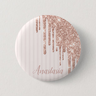 Badge Rond 5 Cm Parties scintillant cool tendance rose