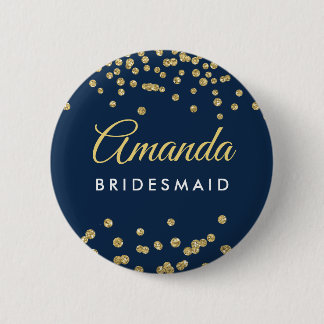 Badge Rond 5 Cm Parties scintillant de Bridesmaid pour Gold Faux C