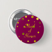 Badge Rond 5 Cm Parties scintillant d'or Faux Foil Confetti Dots M (Devant & derrière)