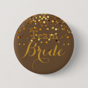 Badge Rond 5 Cm Parties scintillant d'or Faux Foil Mariage Team Br