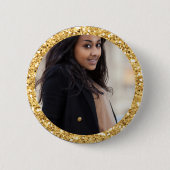 Badge Rond 5 Cm Parties scintillant d'or Faux Photo étudiante (Devant)