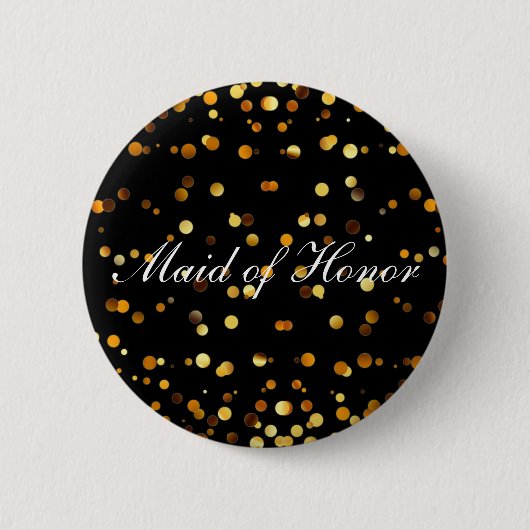 Badge Rond 5 Cm Parties scintillant d'or noir Confetti Foil Maid o (Devant)