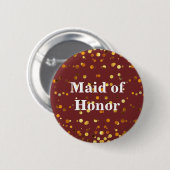Badge Rond 5 Cm Parties scintillant d'or noir Confetti Foil Maid o (Devant & derrière)