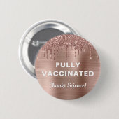 Badge Rond 5 Cm Parties scintillant d'or Rose vacciné contre les f (Devant & derrière)