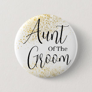 Badge Rond 5 Cm Parties scintillant d'or tante de marié mariage Bo