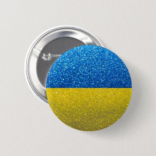 Badge Rond 5 Cm Parties scintillant drapeau ukrainien Ukraine Mode (Devant & derrière)