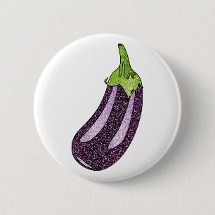 Badge Rond 5 Cm Parties scintillant Eggplant