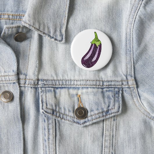 Badge Rond 5 Cm Parties scintillant Eggplant (En situation)