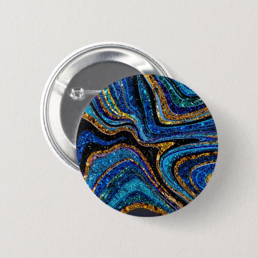 Badge Rond 5 Cm Parties scintillant en verre étincelante marbre bl (Devant & derrière)