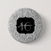 Badge Rond 5 Cm Parties scintillant gris argenté brillant doux 16 (Devant)