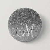 Badge Rond 5 Cm Parties scintillant gris moderne éclabousser Nom p (Devant)