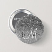 Badge Rond 5 Cm Parties scintillant gris moderne éclabousser Nom p (Devant & derrière)